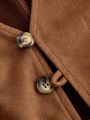 Plus Size Faux Suede Vest Jacket