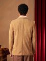 HARRY POTTER X SHEIN Men Letter Patched Flap Detail Corduroy Blazer