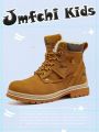 JMFCHI Kids Hiking Boots Boys Snow boots for Kids Waterproof Winter for Girls Warm Fur Lined Slip Resistant Outdoor Yellow