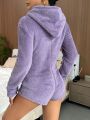 Zip Up Hooded Teddy Romper