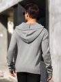 Manfinity Homme Men's Solid Colored Drawstring Hooded Long Sleeve Sweater