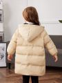 SHEIN Young Girl 1pc Contrast Hooded Puffer Coat