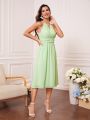 Keyhole Neckline Tie Backless Chiffon Cami Bridesmaid Dress