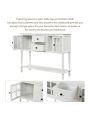 Sideboard Console Table with Bottom Shelf, Farmhouse Wood/Glass Buffet Storage Cabinet Living Room