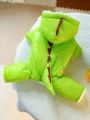 1pc Pet Clothes Autumn And Winter Warm Winter Coat Plus Velvet Thickened Dinosaur Coat-fluorescent Green Pet Jumpsuit
