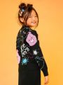 SHEIN X Care Bears Tween Girl Cartoon & Letter Pattern Cardigan