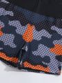 Big Boys' Camouflage Printed Swimsuit With Raglan Sleeves, Two Pieces
