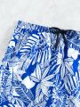 Manfinity Men'S Tropical Printed Drawstring Waist Shorts