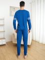 Men Letter Graphic Striped Trim Sweatshirt & Sweatpants