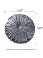 Set of 2 Decorative Round Pleated Throw Pillows, Classy Accent Pumpkin Throw Pillows with Center Button, Vintage Velvet Floor Pillow for Sofa Couch Vanity Chair Bed, 14.5