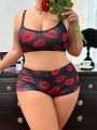 SHEIN Women's Plus Size Full Print Underwear Set