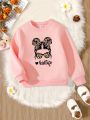 Toddler Girls Letter & Figure Graphic Thermal Lined Pullover