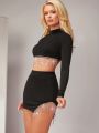 Asavvy Rhinestone Fringe Hem Crop Top & Bodycon Skirt Set