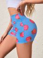 Yoga Basic Fun Fruit Printed Fitness Yoga Shorts