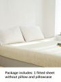 1pc Beige Crystal Velvet Fitted Sheet