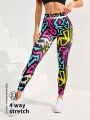 Colorful Printed Tight-Fit Sports Leggings