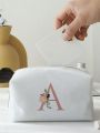 Letter Graphic Square Makeup Bag