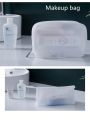 Eva Waterproof Cosmetic Bag With Large Capacity, Portable, Semi-transparent, Sandblasted, For Toiletries, Travel, Swimming, Cosmetics Storage Etc.