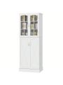 Kitchen Pantry Cabinets, White Freestanding Kitchen Pantry Storage Cabinet with Adjustable Shelves & Doors, Buffet Cupboards Sideboard Tall Storage Cabinet for Home Office Use