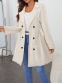 Women's Double-breasted Drawstring Waist Trench Coat