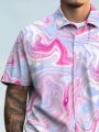 Manfinity Men'S Plus Size Marble Printed Short Sleeve Shirt
