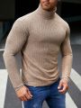 SHEIN Men High Neck Ribbed Knit Tee