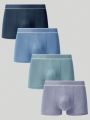 4pcs Men'S Color Block Briefs With Contrast Trim
