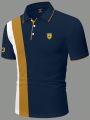 Manfinity Men's Plus Size Color Block Casual Polo Shirt