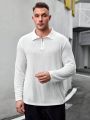 Manfinity Homme Men's Plus Size Casual Long Sleeve Half-zip Polo Shirt