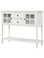 Sideboard Console Table with Bottom Shelf, Farmhouse Wood/Glass Buffet Storage Cabinet Living Room