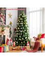 Costway 8FT Pre-Lit Hinged Christmas Tree 3402 PE & PVC Tips w/ 620 Lights & Foot Switch