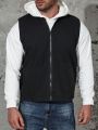 Men Plus Colorblock Zip Up Vest Coat