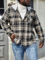 Manfinity Homme Men's Plus Size Plaid Hooded Shirt Jacket