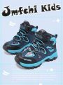 JMFCHI Kids Snow Boots Boys Hiking boots for Kids Waterproof Winter Snow Boots for Girls Warm Fur Lined Slip Resistant Outdoor Black Blue