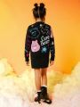 SHEIN X Care Bears Tween Girl Cartoon & Letter Pattern Cardigan
