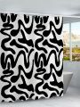 Le freak c est chic Black Twisted Line Pattern Waterproof Shower Curtain
