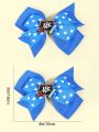 2pcs/pack White Polka Dot Black & White Bowknot Abc Hair Clip For Children