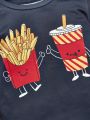 SHEIN Young Boy French Fries & Letter Graphic PJ Set