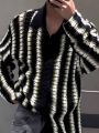 Men'S Color Blocking Striped Cardigan