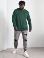 Manfinity Men's Plus Size Knotted Half-Button Knit Long Sleeve T-Shirt