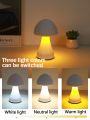 1pc 3-color Mini Mushroom Decor Desktop Night Light & Mini Mushroom Decorative Night Light