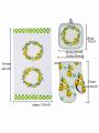 3pcs Lemon Print Kitchen Linen Set
