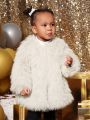 SHEIN Baby Girl Open Front Fuzzy Coat