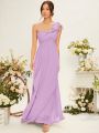SHEIN One Shoulder Ruffle Trim Bridesmaid Dress