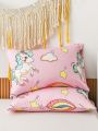 1pair Unicorn Print Pillowcase Without Filler