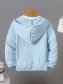 SHEIN Kids SUNSHNE Boys' (Little) Hooded Textured Zip-Up Jacket