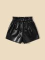 SHEIN Kids EVRYDAY Girls Paper Bag Waist Shorts