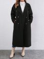 SHEIN Essnce Plus Lapel Neck Double Breasted Overcoat