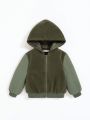 SHEIN Baby Boy Colorblock Hooded Jacket & Vest Coat