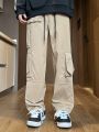 Manfinity EMRG Men'S Solid Color Flap Pocket Casual Cargo Pants